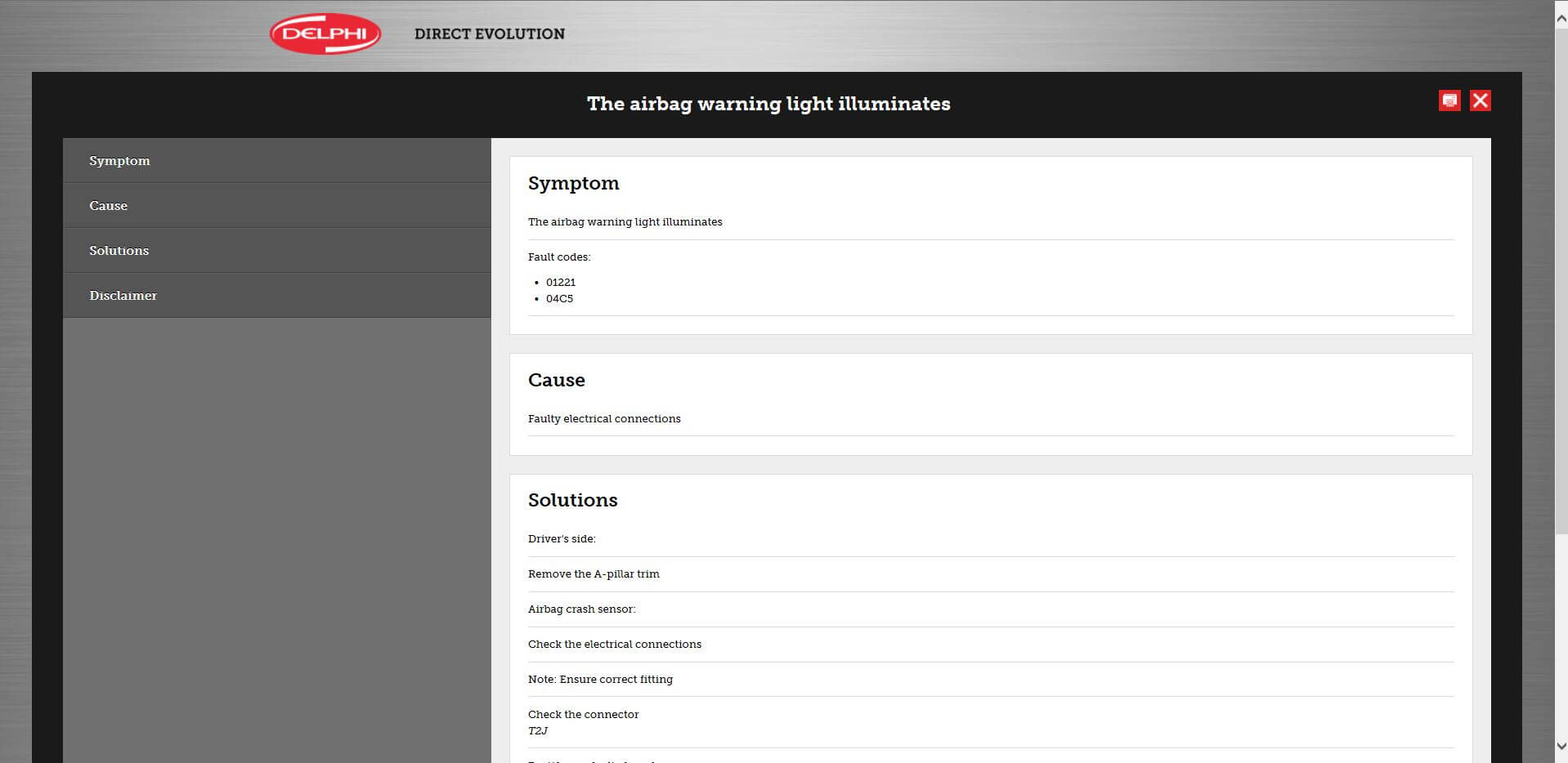 vehicle technical information screen shot of modified fixes and tips (1)